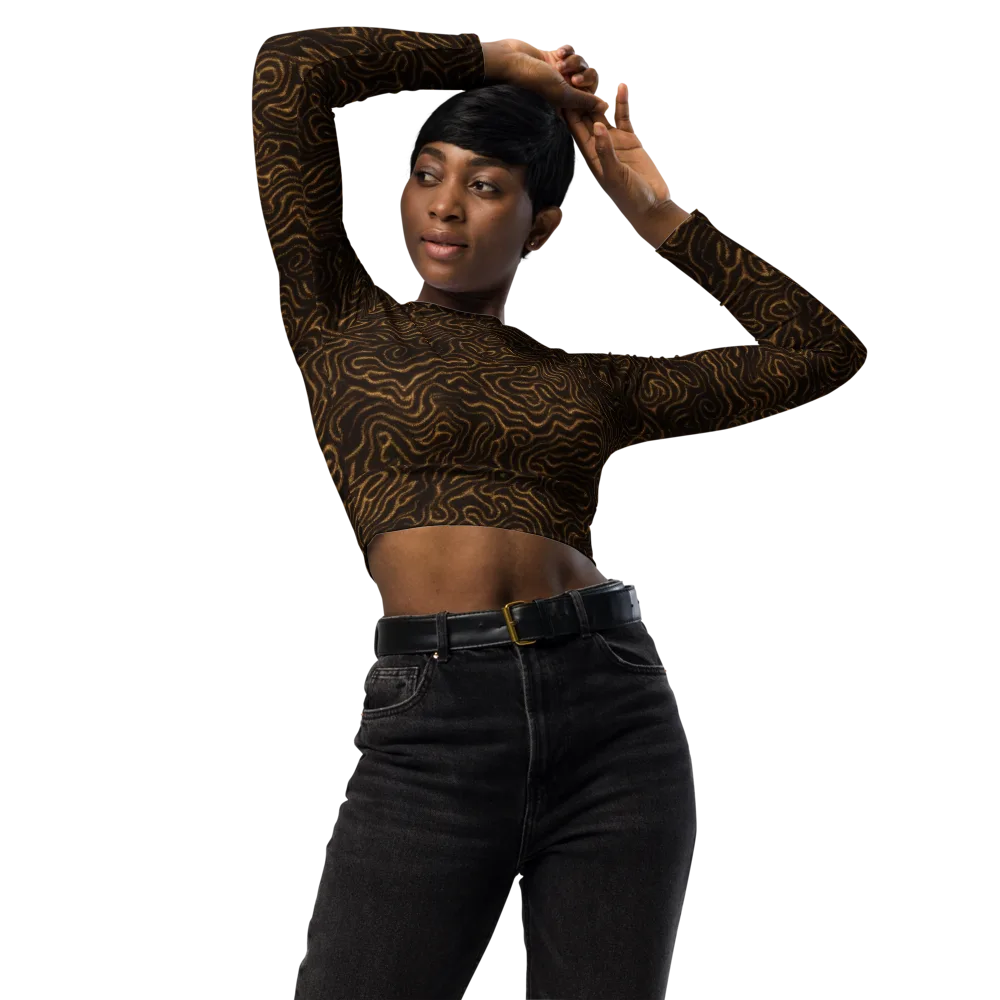 Amber Maze on Long Sleeve Crop Top — Front
