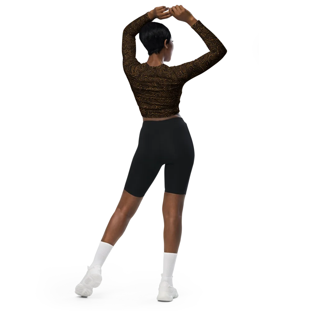 Amber Maze on Long Sleeve Crop Top — Back