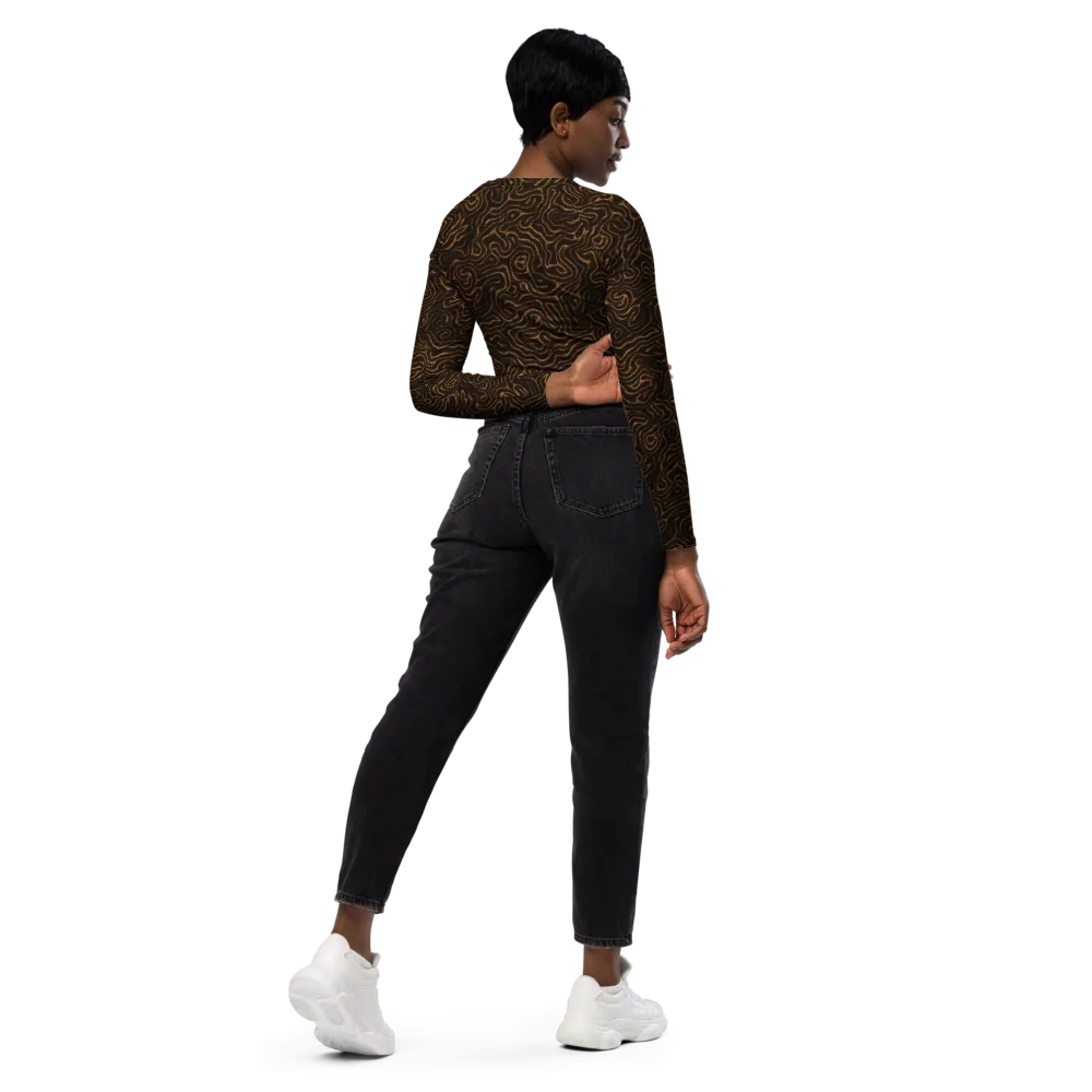 Amber Maze on Long Sleeve Crop Top — Right Back
