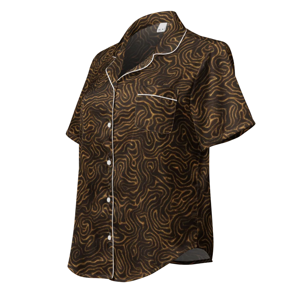 Amber Maze on Women's Short Sleeve Pajama Top — Left Front