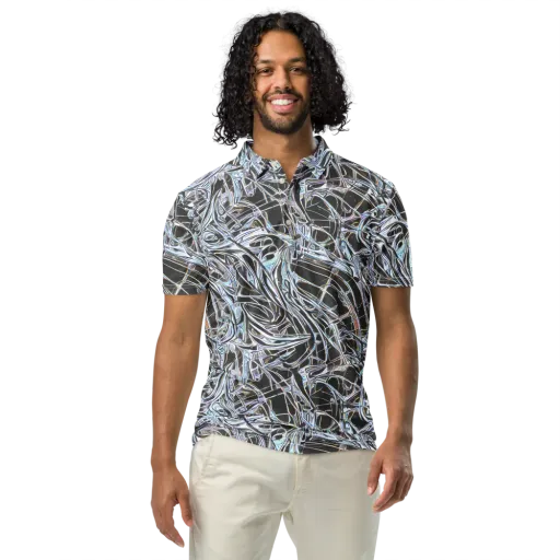 Chrome Tangle on a Men's Slim Fit Polo Shirt