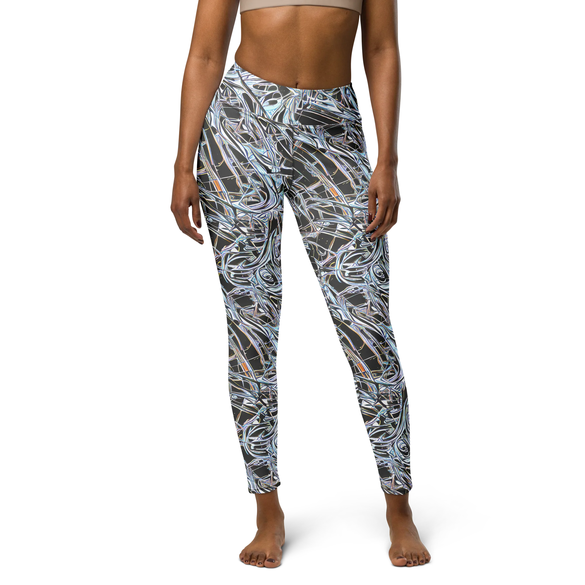 Chrome Tangle on Yoga Leggings — Front