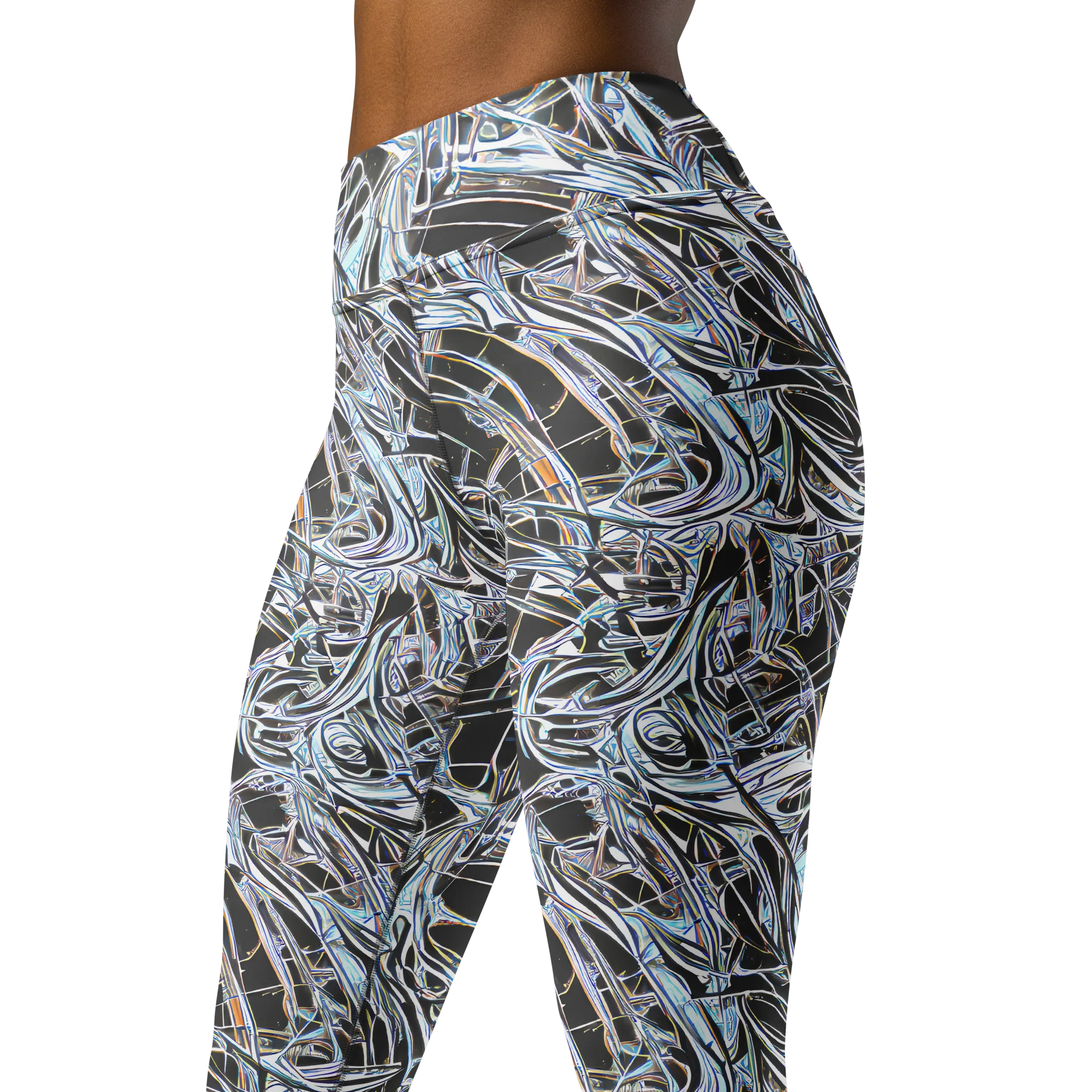 Chrome Tangle on Yoga Leggings — Left Front