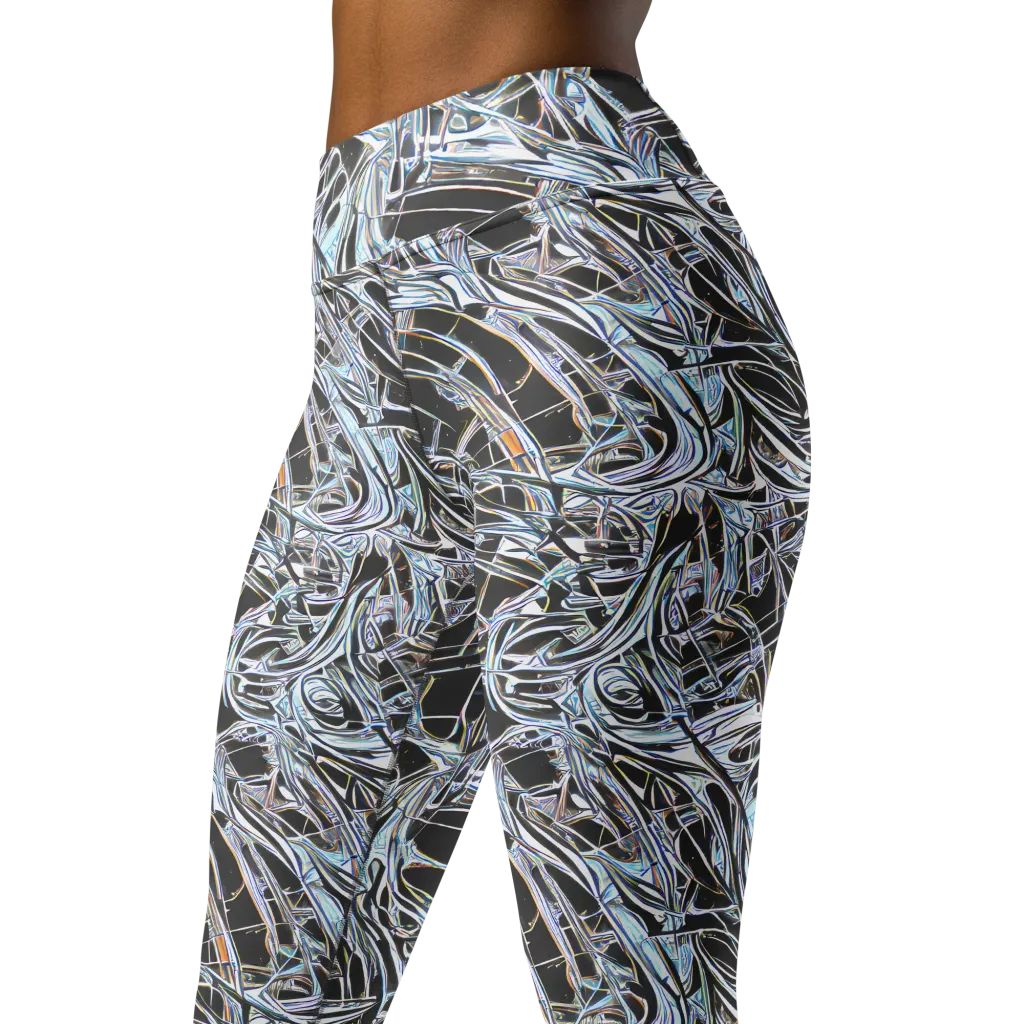 Chrome Tangle on Yoga Leggings — Left Front