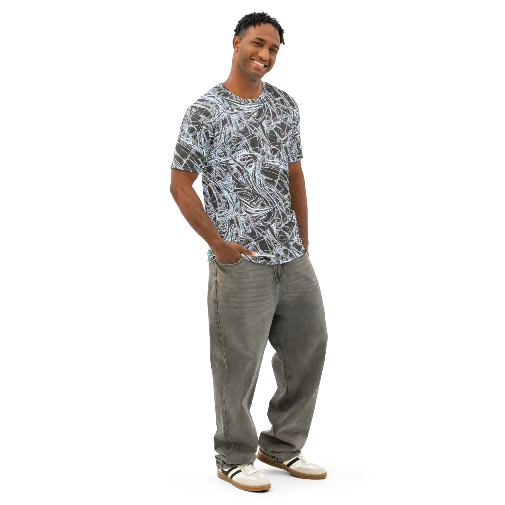 Chrome Tangle on Men's Cotton Crew Neck T-Shirt — Right Front