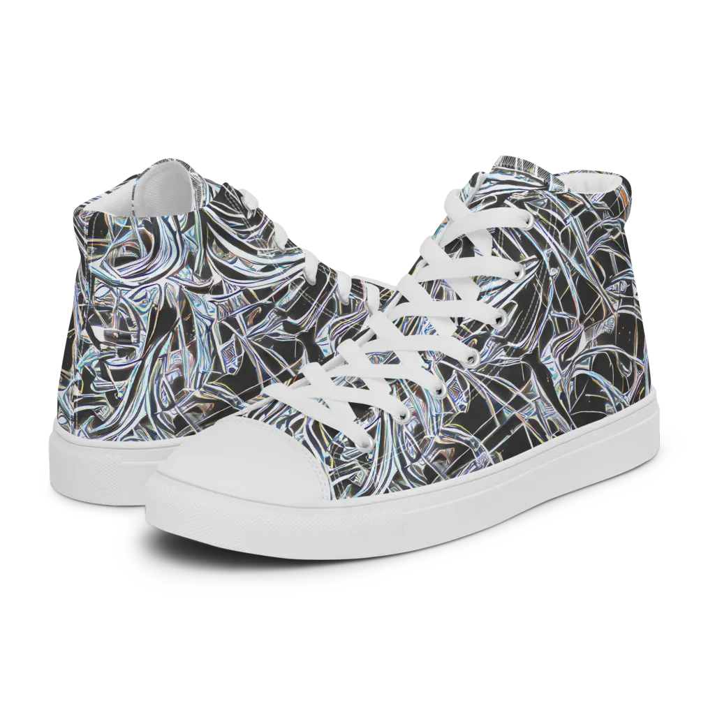 Chrome Tangle on Men's High Top Canvas Shoes — Left