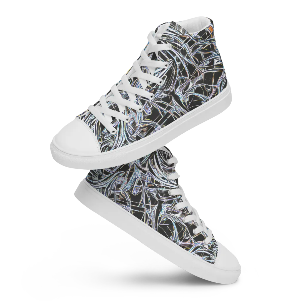 Chrome Tangle on Men's High Top Canvas Shoes — Front