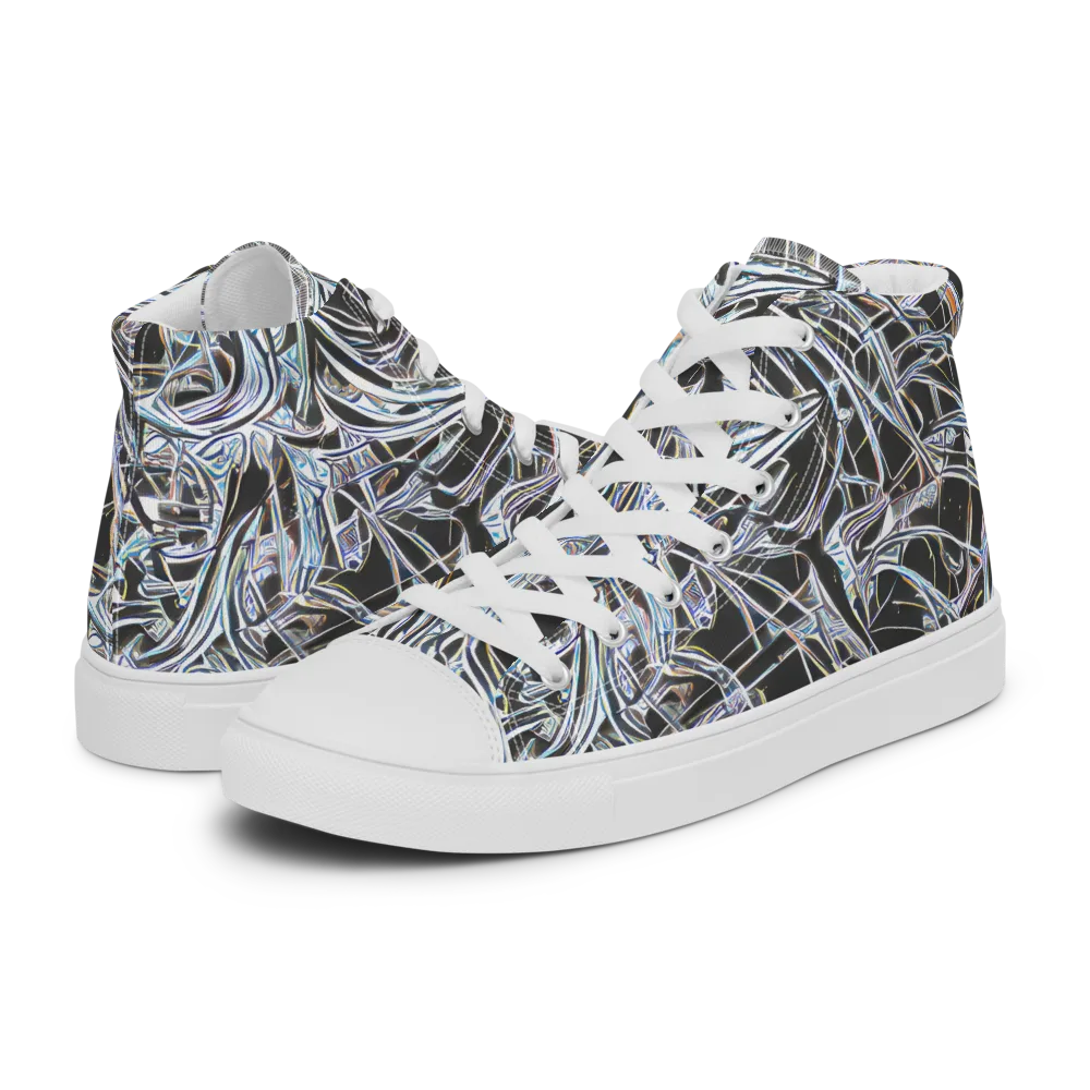 Chrome Tangle on Women's High Top Canvas Shoes — Left