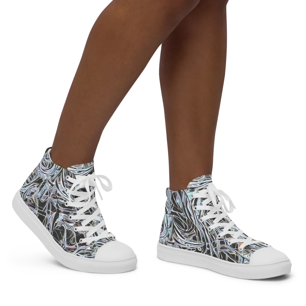 Chrome Tangle on Women's High Top Canvas Shoes — Right