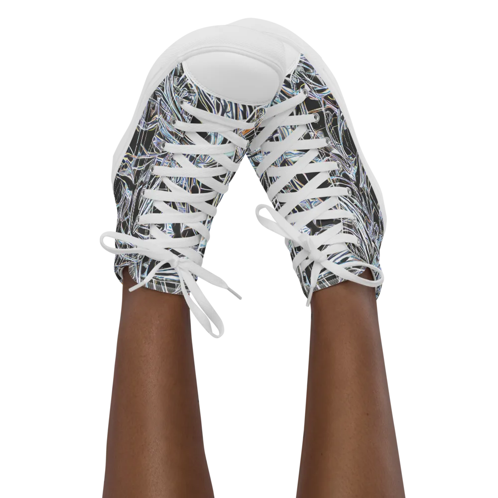 Chrome Tangle on Women's High Top Canvas Shoes — Front