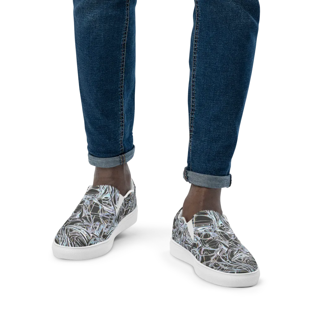 Chrome Tangle on Men's Slip-On Canvas Shoes — Front
