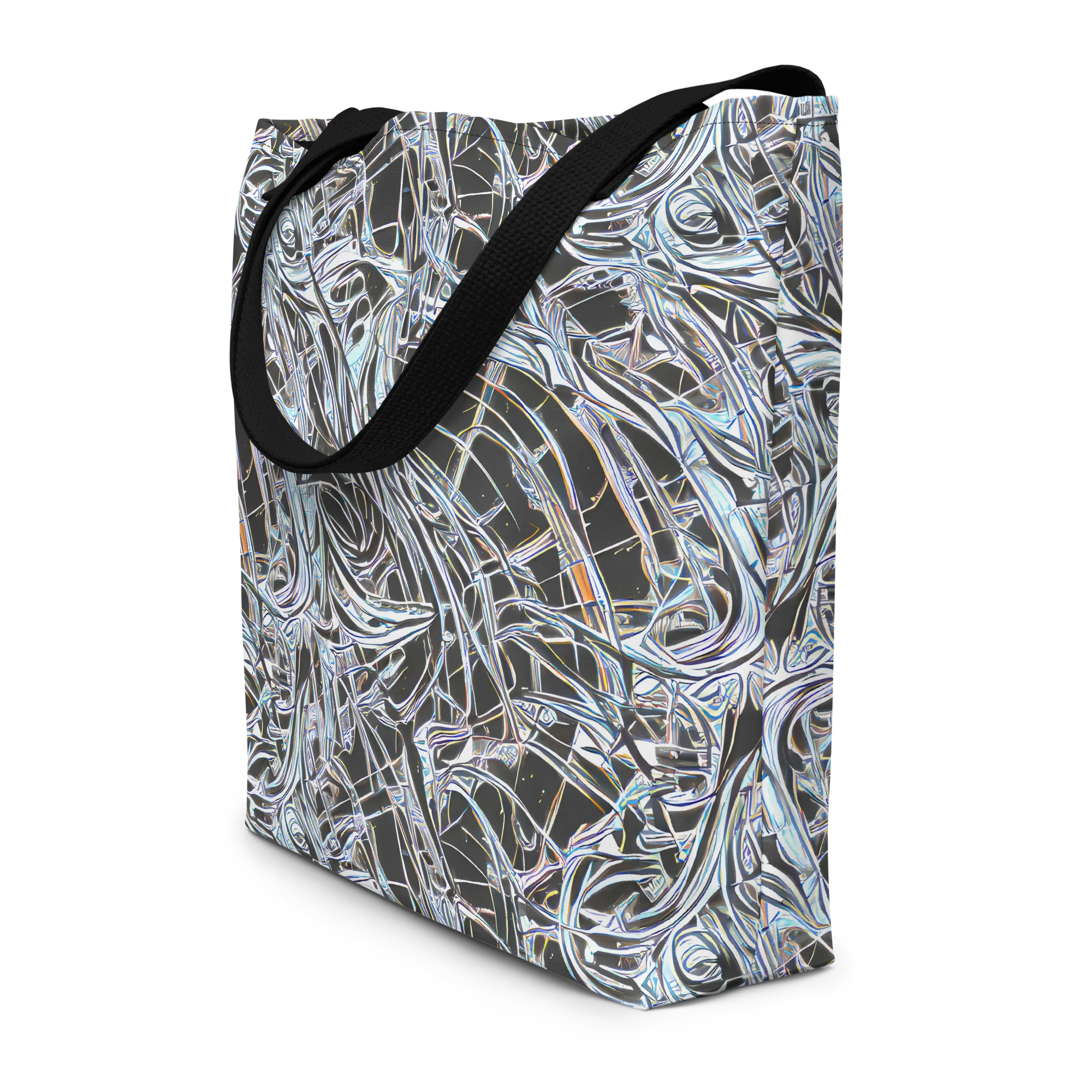 Chrome Tangle on Large Tote Bag W/ Pocket — Front