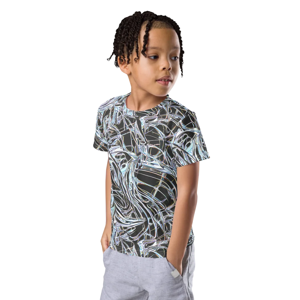 Chrome Tangle on Kids Crew Neck T-Shirt — Left Front
