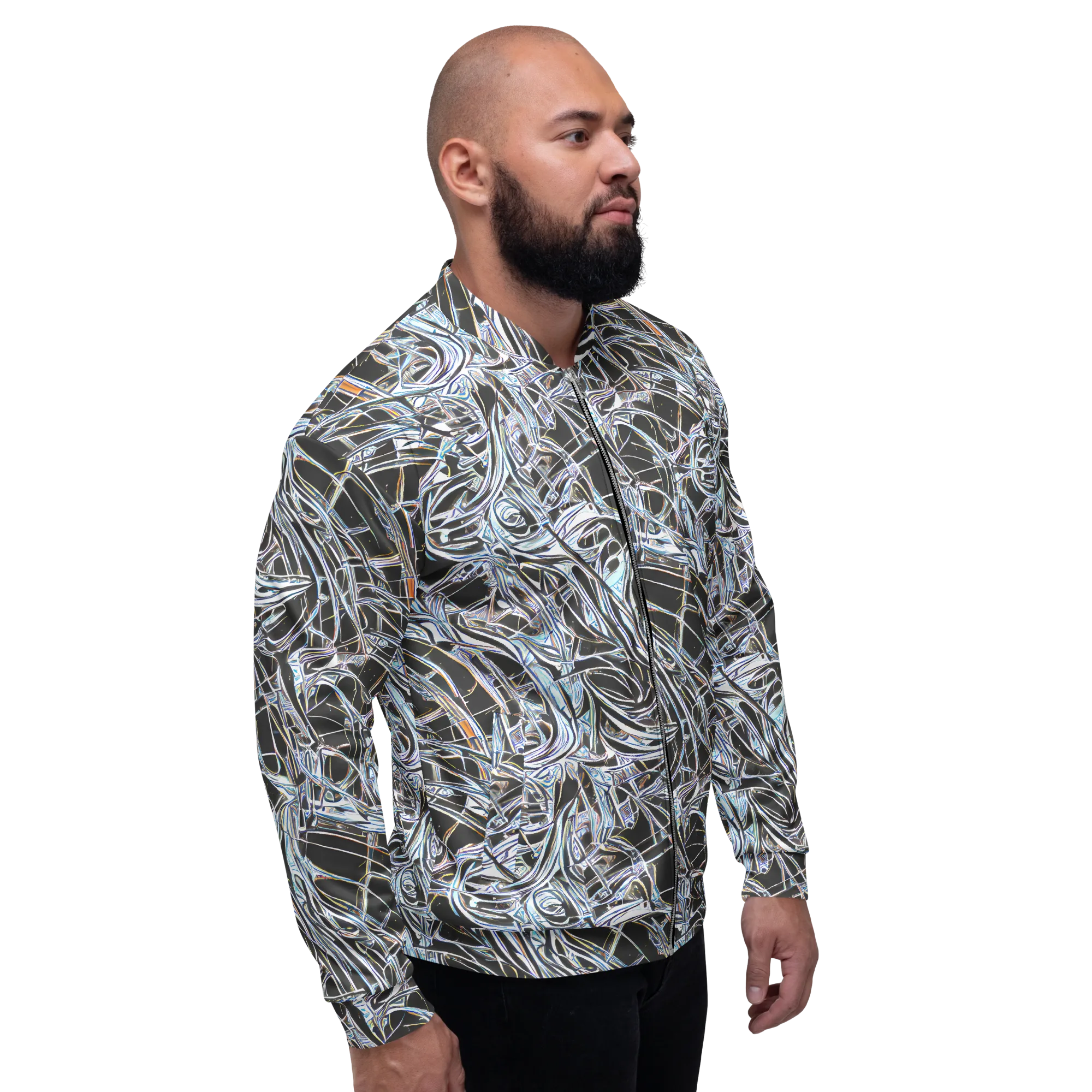 Chrome Tangle on Bomber Jacket — Right