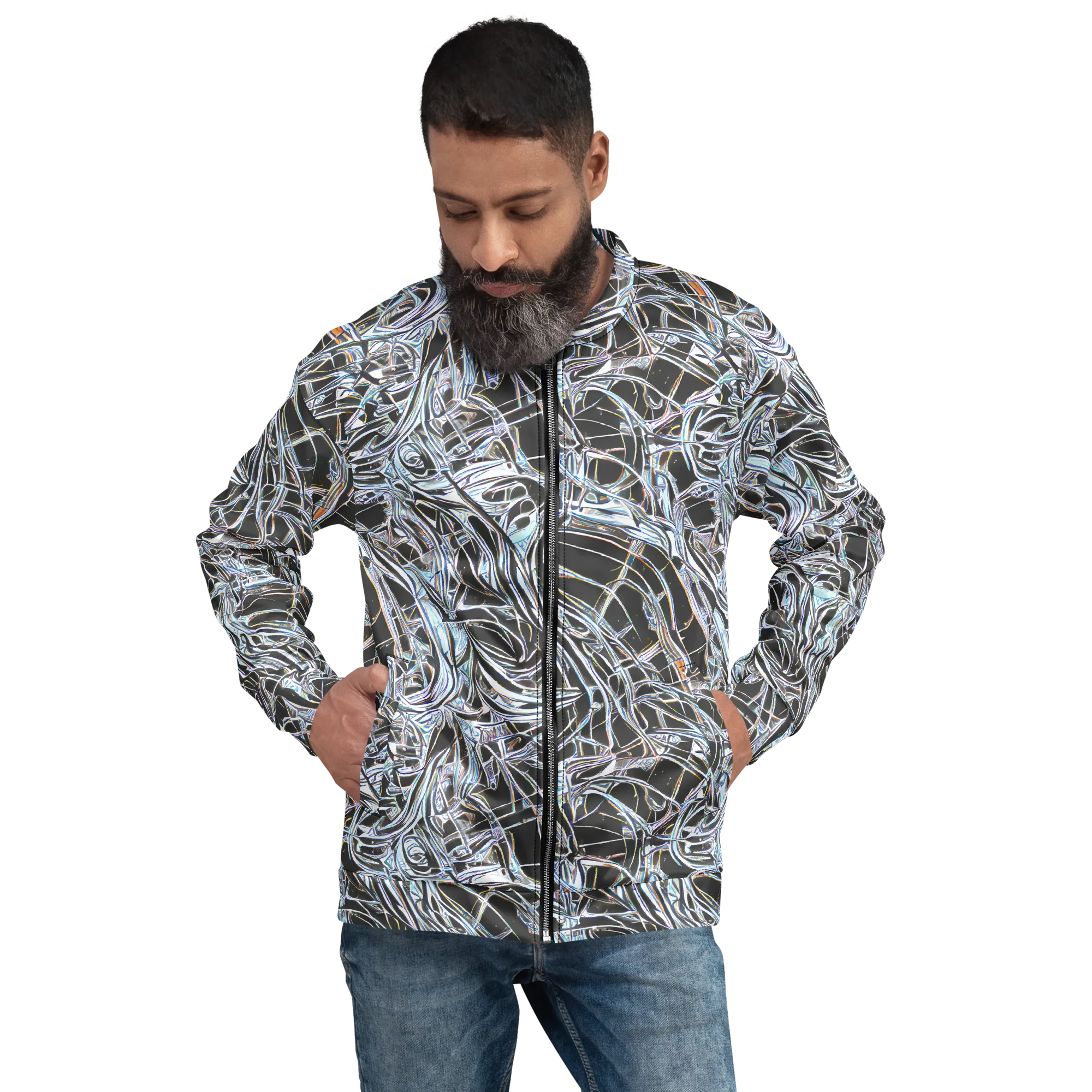 Chrome Tangle on Bomber Jacket — Front