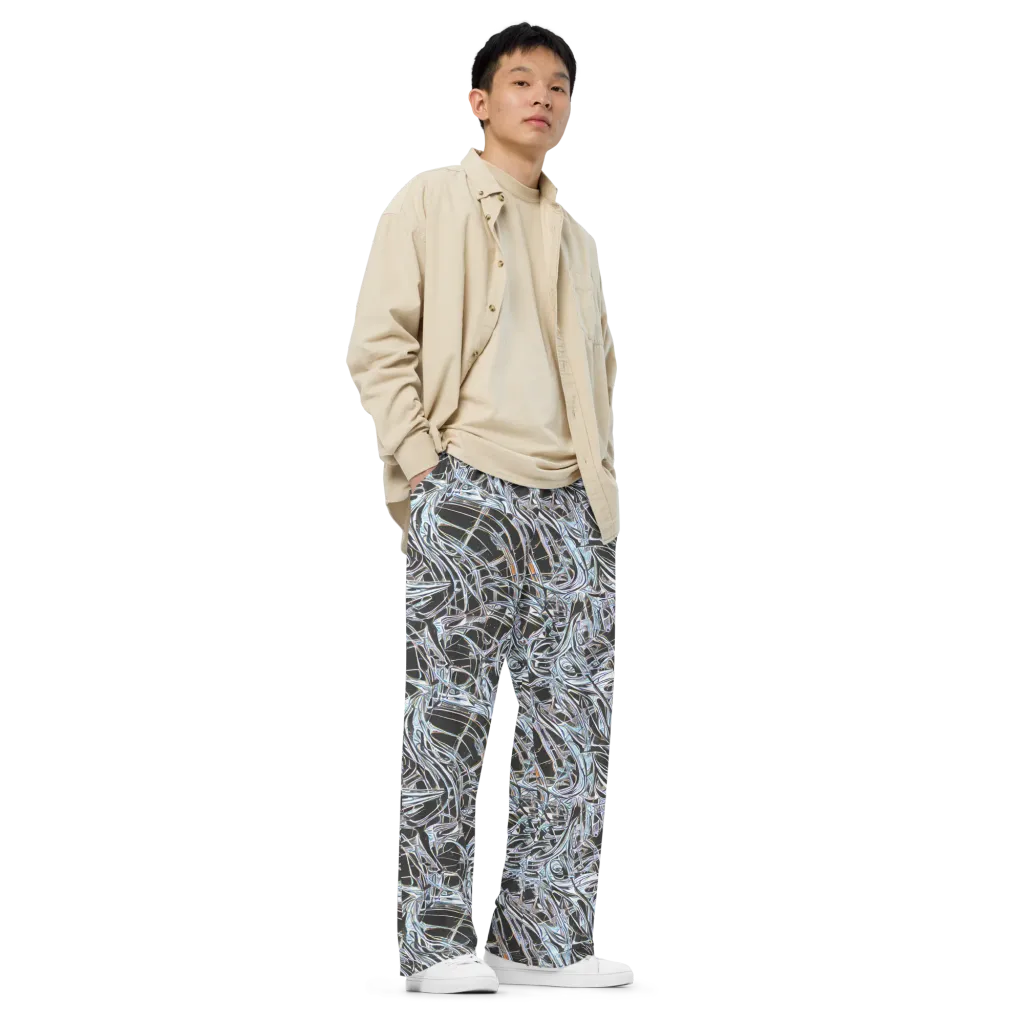 Chrome Tangle on Wide-Leg Pants — Right Front