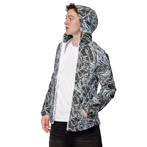 Chrome Tangle on a Men's Windbreaker