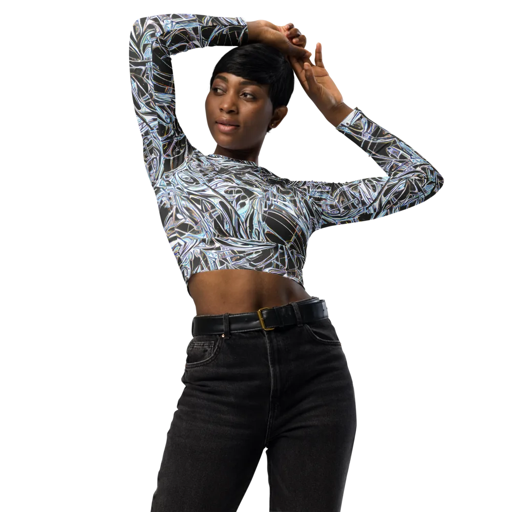 Chrome Tangle on Long Sleeve Crop Top — Front