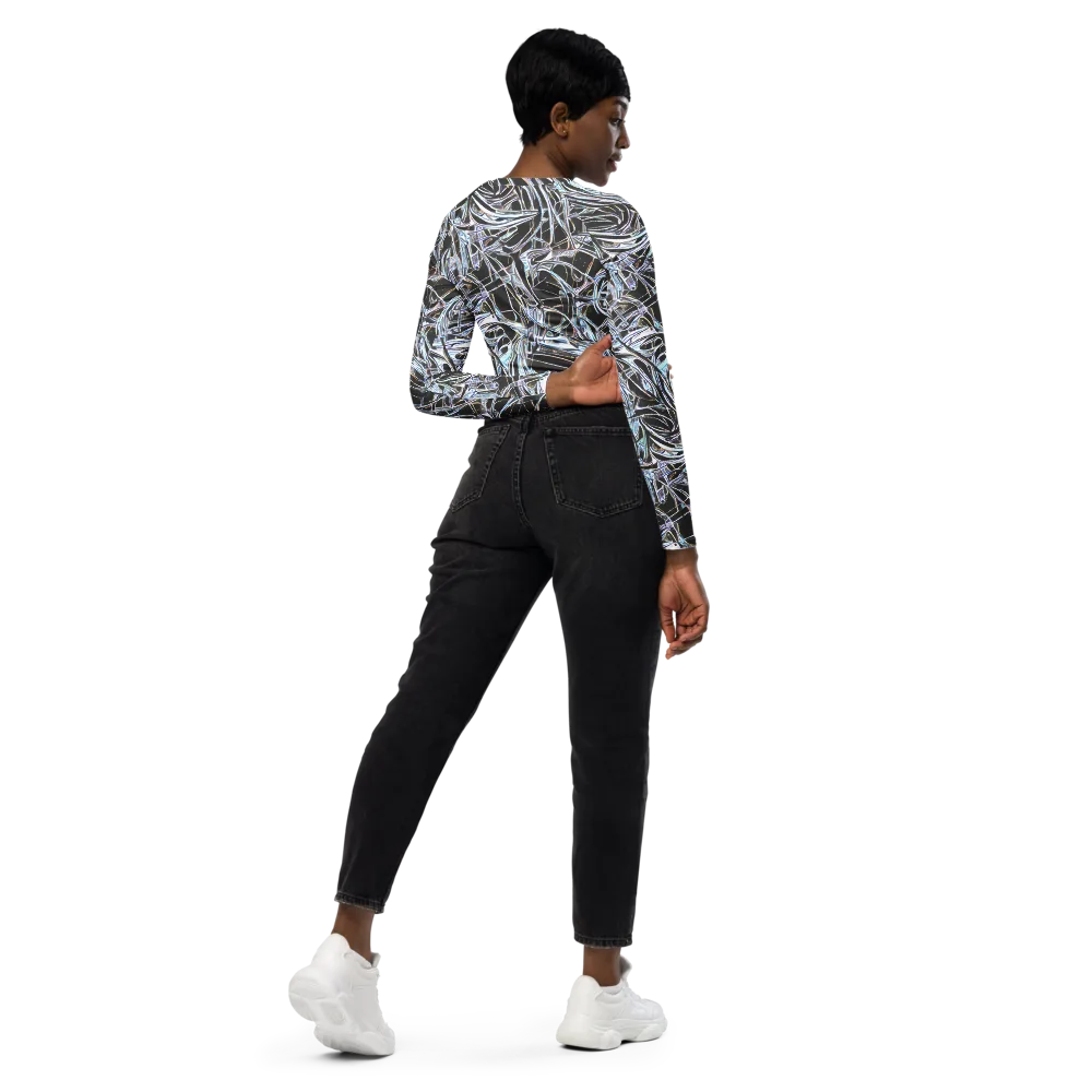Chrome Tangle on Long Sleeve Crop Top — Right Back