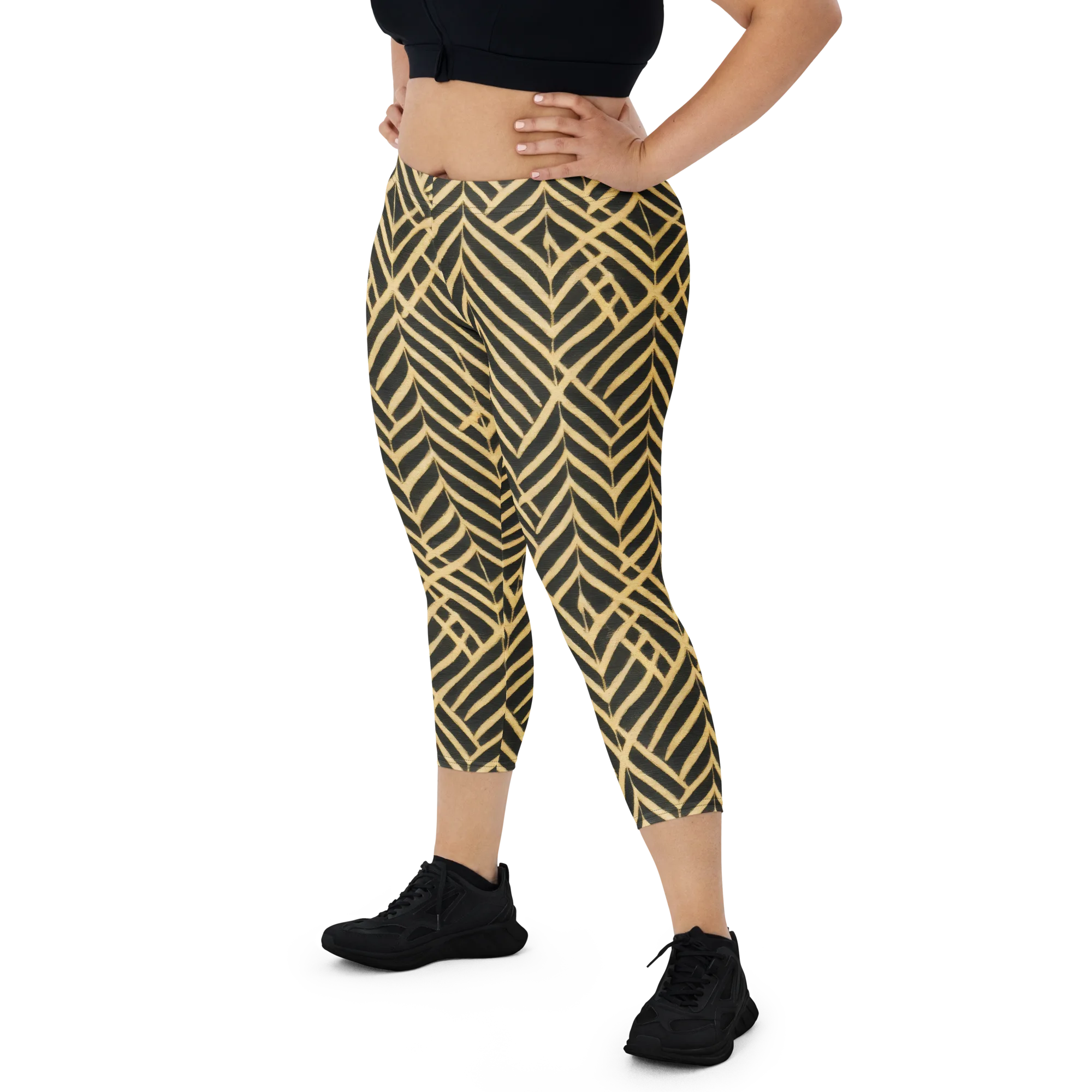 Gilded Geometry on Capri Leggings — Front