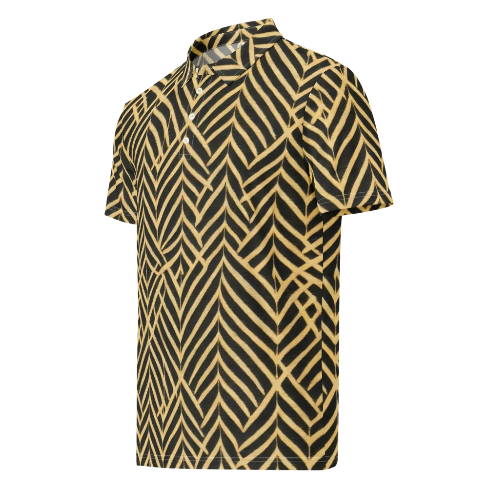 Gilded Geometry on Men's Slim Fit Polo Shirt — Left Front