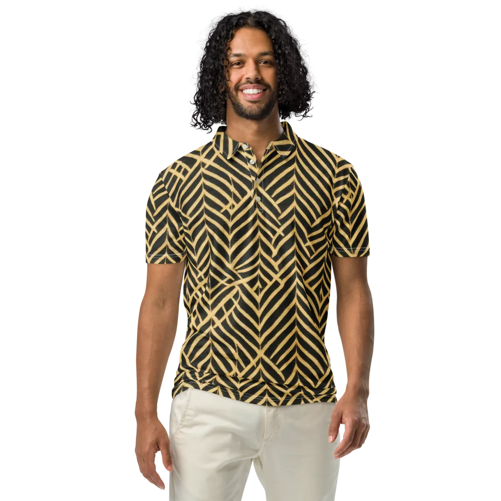 Gilded Geometry on Men's Slim Fit Polo Shirt — Front