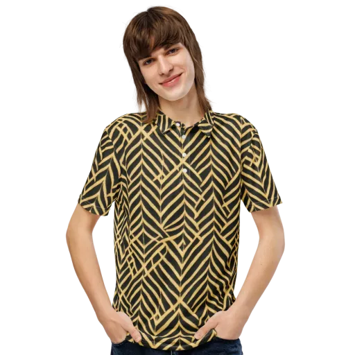 Gilded Geometry on a Men's Slim Fit Polo Shirt