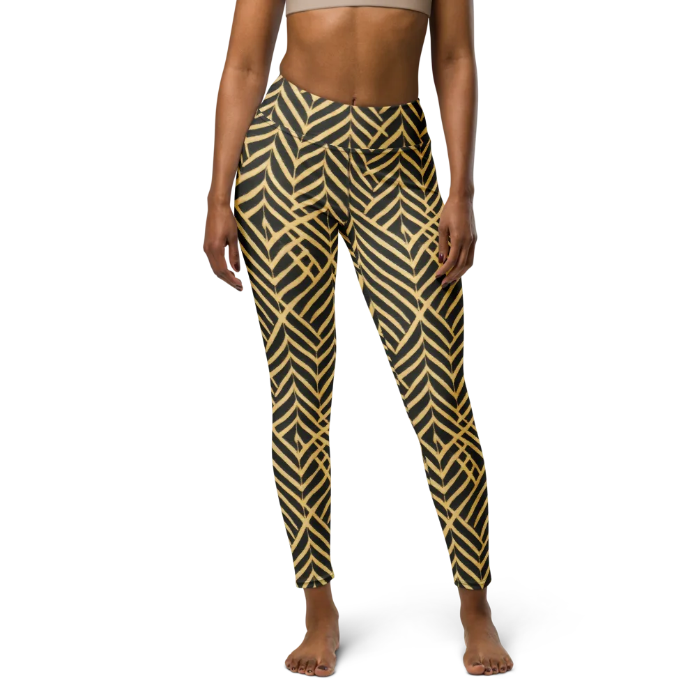 Gilded Geometry on Yoga Leggings — Front