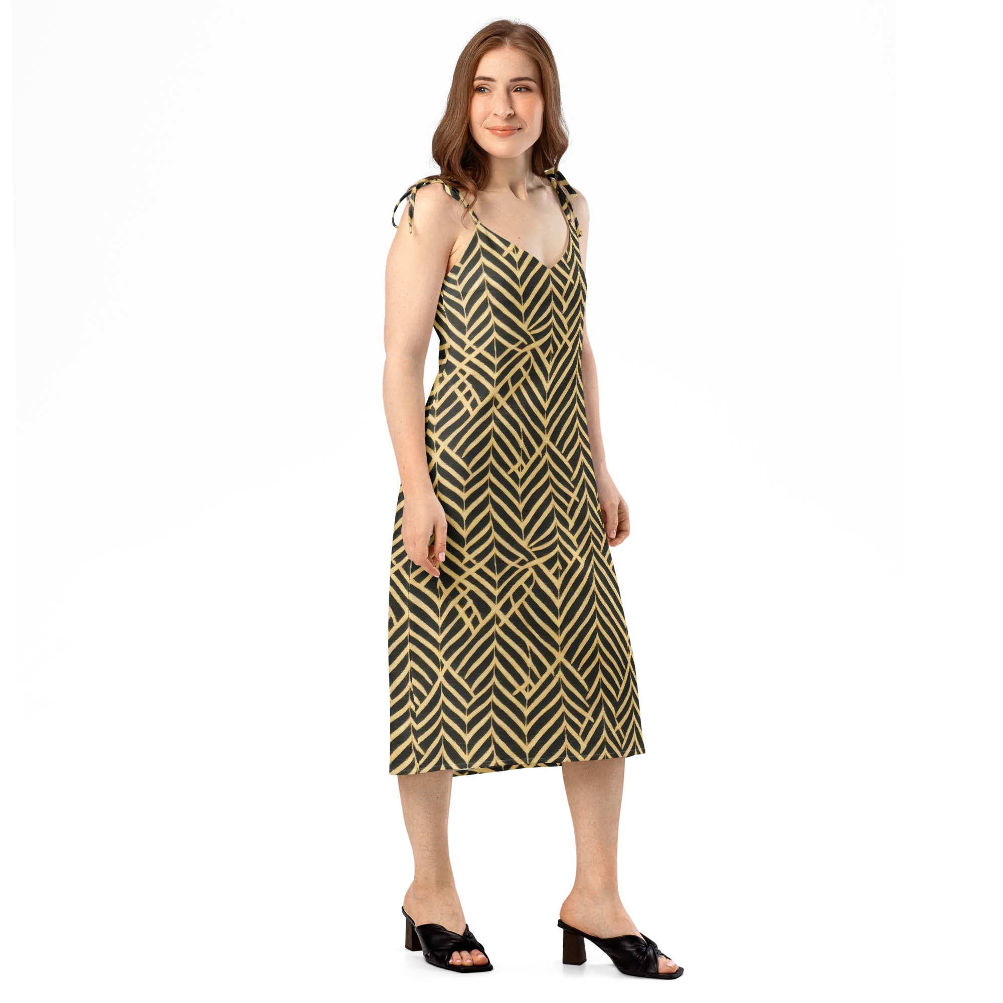Gilded Geometry on Slip Dress — Right Front