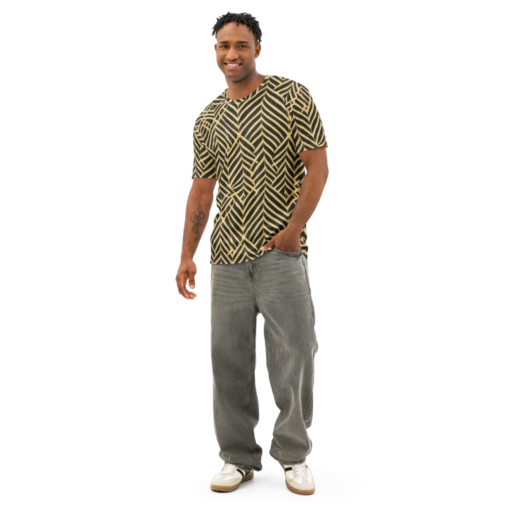 Gilded Geometry on Men's Cotton Crew Neck T-Shirt — Front
