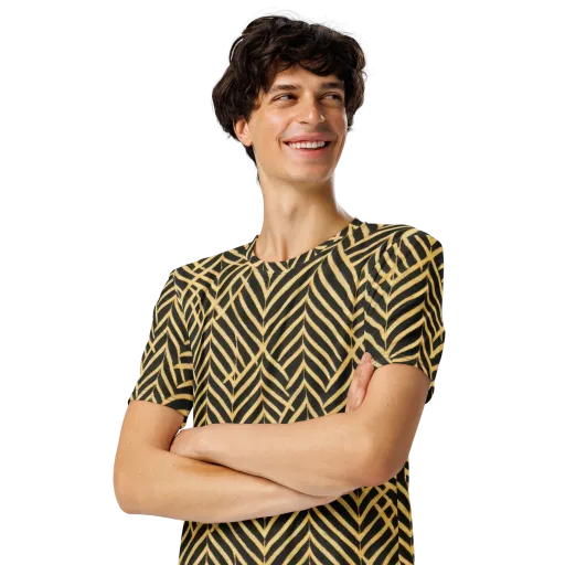 Gilded Geometry on a Men's Crew Neck T-Shirt