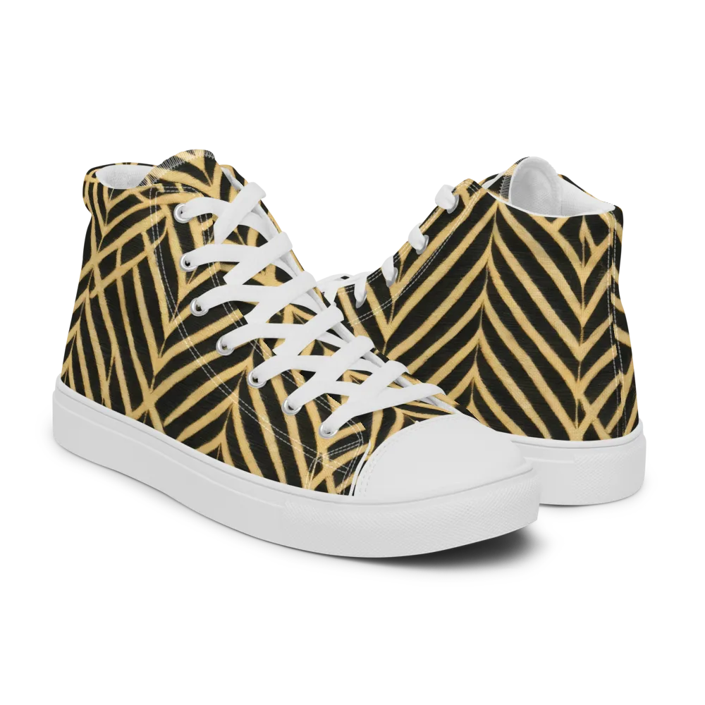 Gilded Geometry on Men's High Top Canvas Shoes — Right