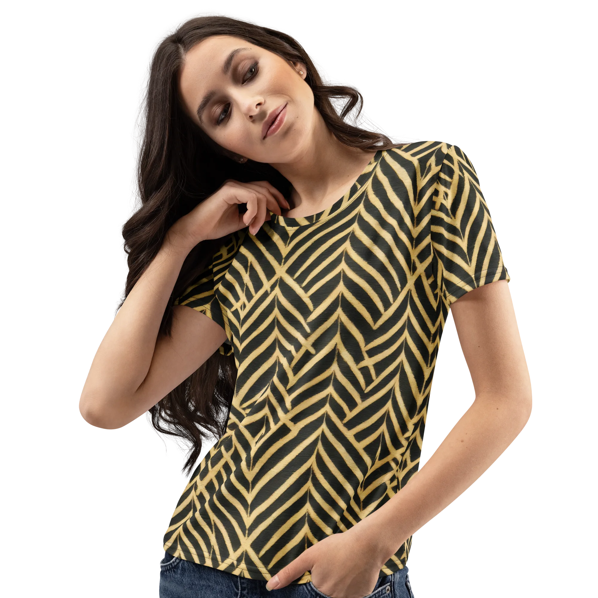 Gilded Geometry on Women's Crew Neck T-Shirt — Left Front