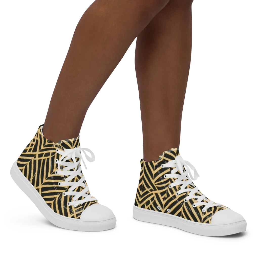 Gilded Geometry on Women's High Top Canvas Shoes — Right