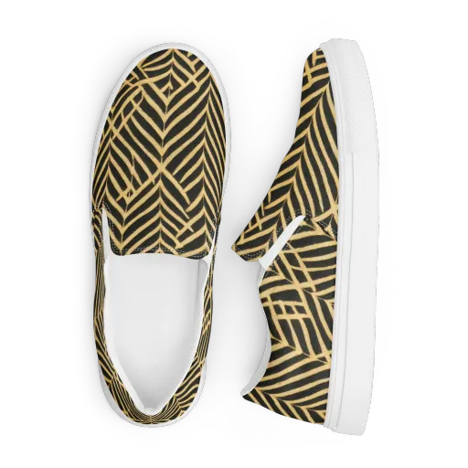 Gilded Geometry on a Men's Slip-On Canvas Shoes