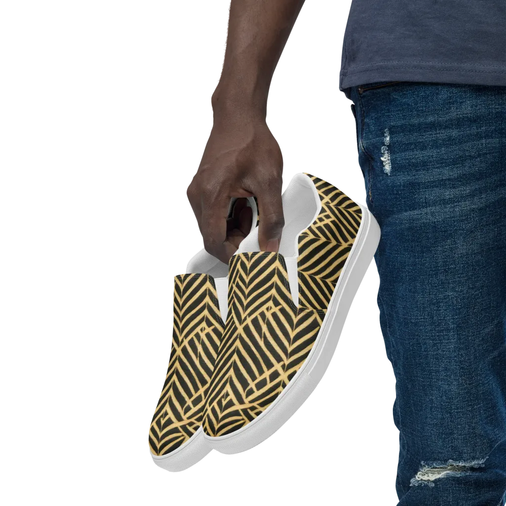 Gilded Geometry on Men's Slip-On Canvas Shoes — Left Front