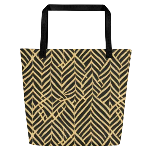 Gilded Geometry on a Large Tote Bag W/ Pocket