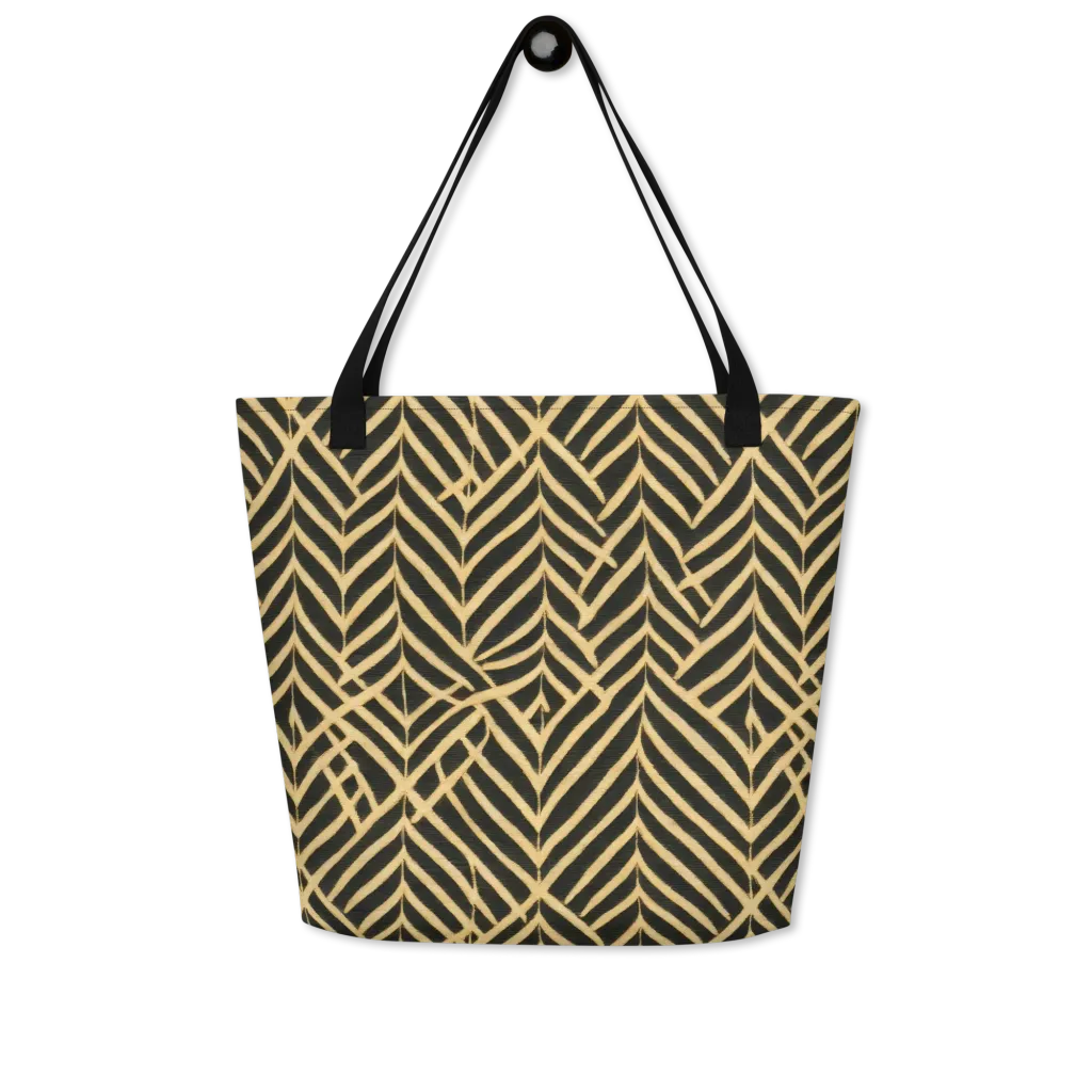 Gilded Geometry on Large Tote Bag W/ Pocket — Front