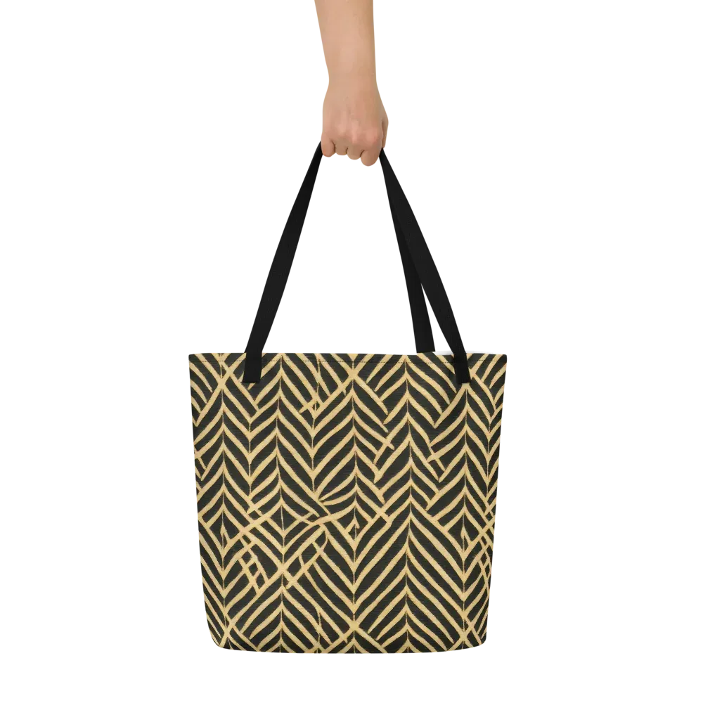 Gilded Geometry on Large Tote Bag W/ Pocket — Front