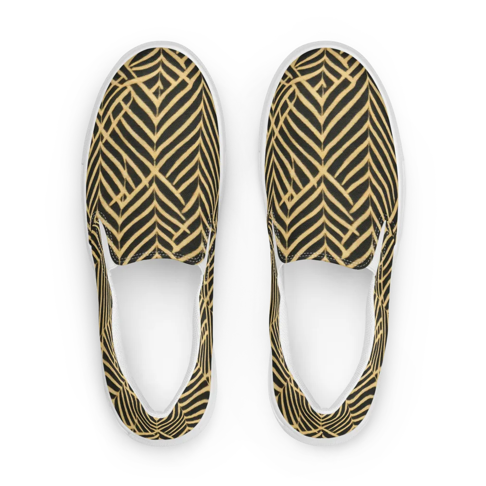 Gilded Geometry on Women's Slip-On Canvas Shoes — Front