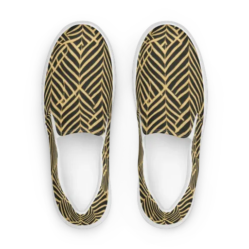 Gilded Geometry on a Women's Slip-On Canvas Shoes