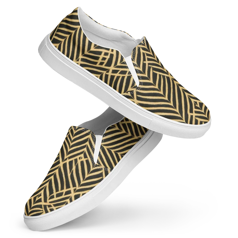 Gilded Geometry on Women's Slip-On Canvas Shoes — Front