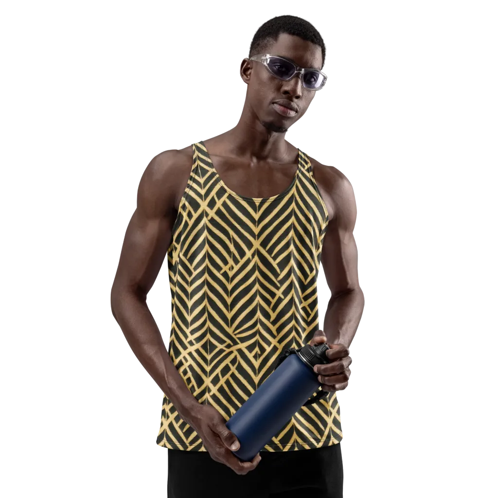 Gilded Geometry on Men's Tank Top — Front
