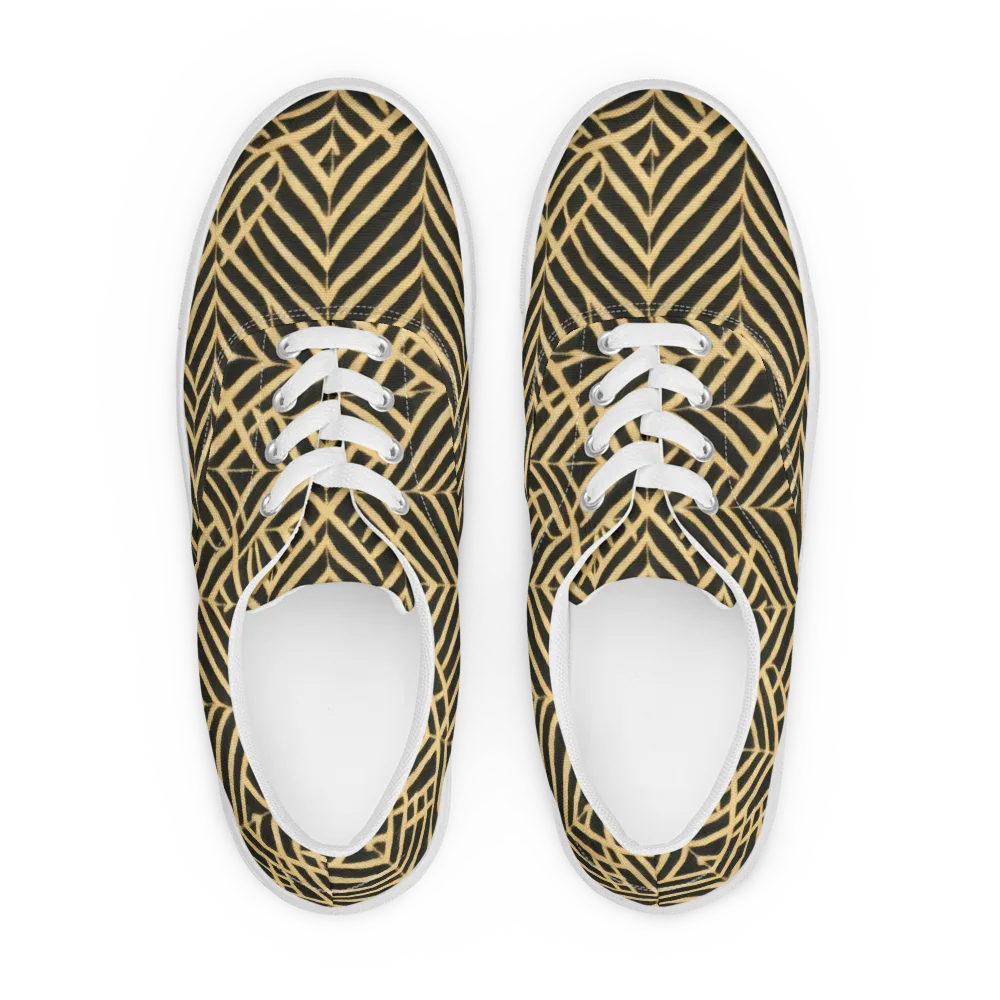 Gilded Geometry on Men's Lace-Up Canvas Shoes — Front