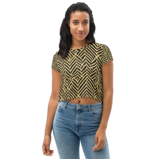 Gilded Geometry on a Crop Tee