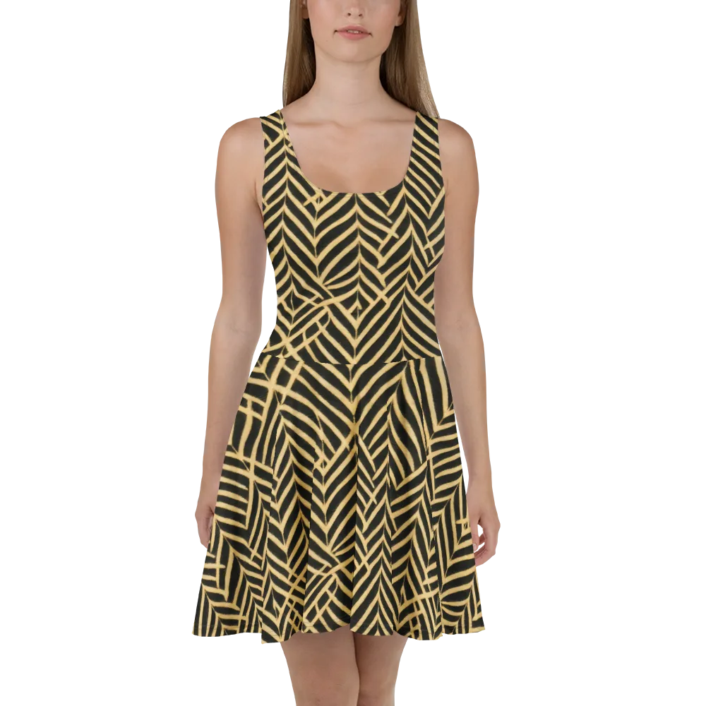 Gilded Geometry on Skater Dress — Front