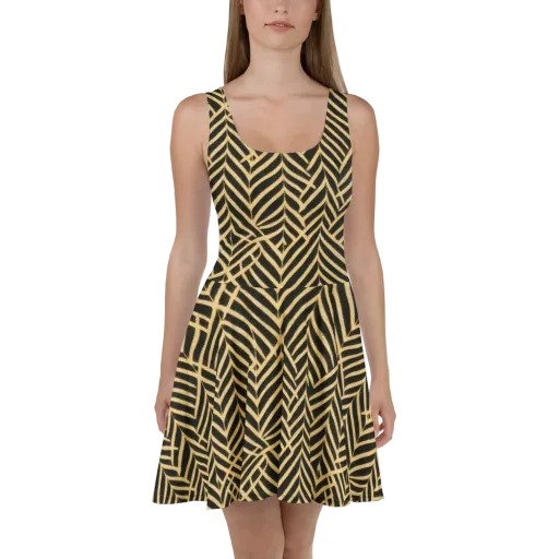 Gilded Geometry on a Skater Dress