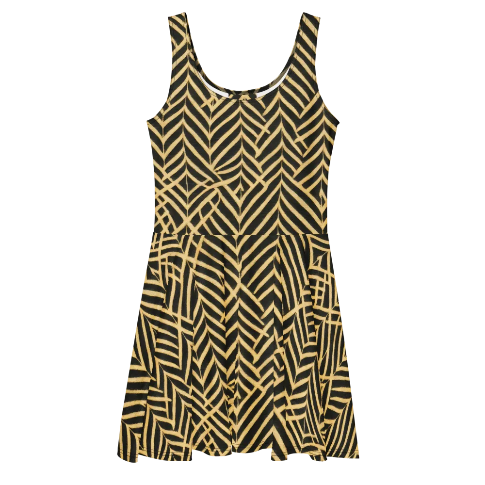 Gilded Geometry on Skater Dress — Front