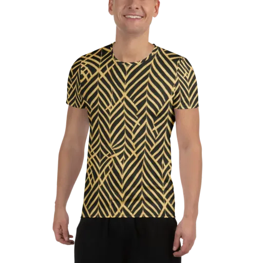 Gilded Geometry on a Men's Athletic T-Shirt