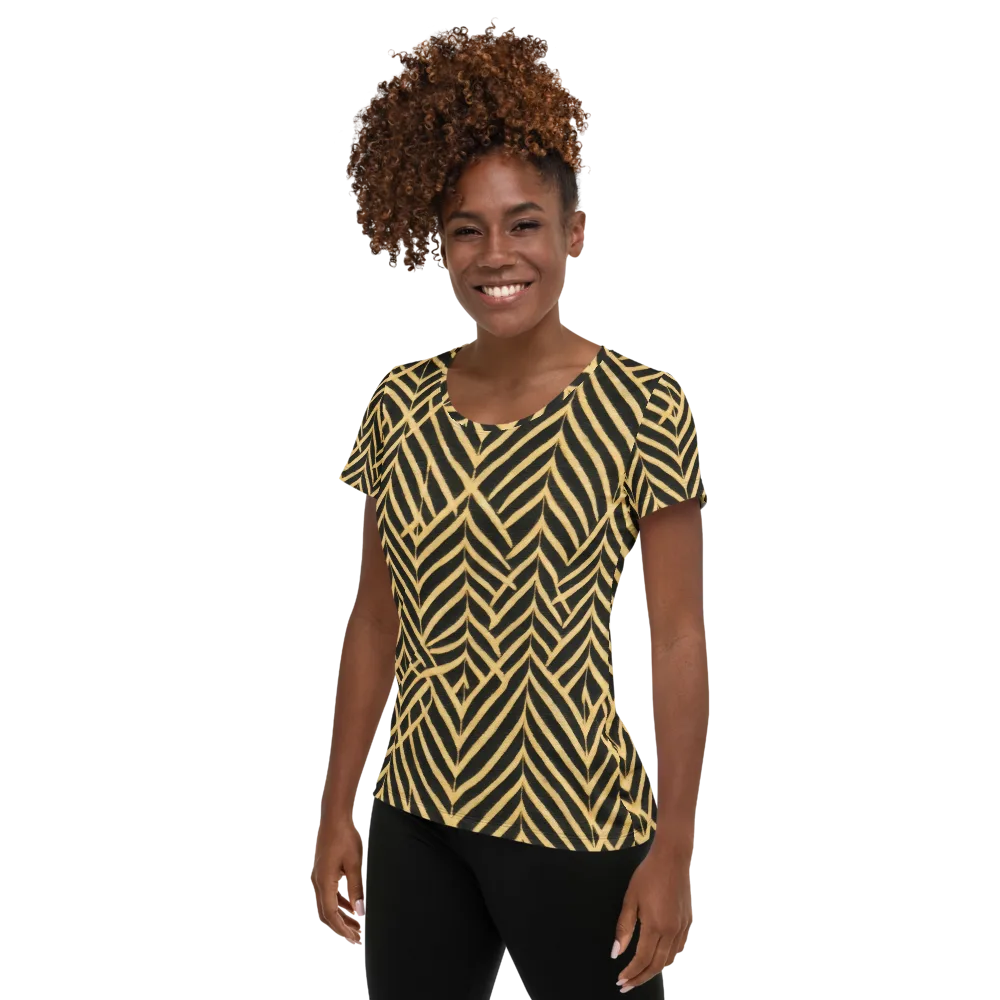Gilded Geometry on Women's Athletic T-Shirt — Left